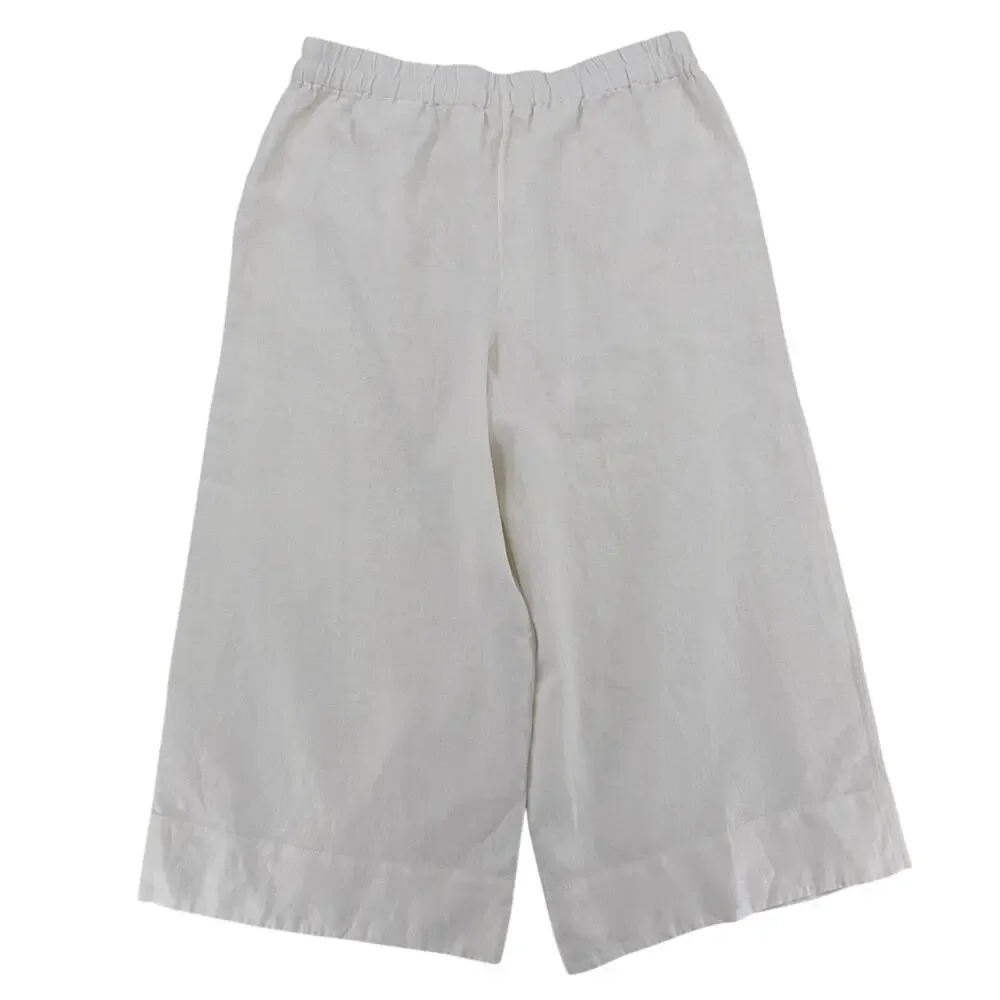 Banana Republic Off White 100% Linen Wide Leg Cropped Pants Fully Lined Size XL